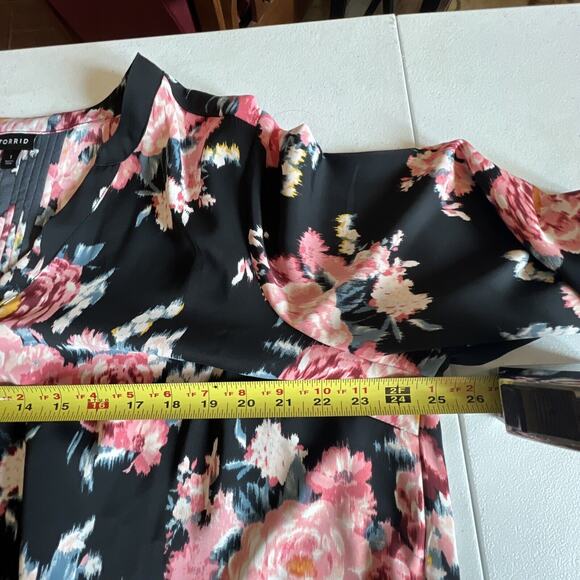 Torrid Women's Plus Size 1 Blouse Top Long Sleeve Multicolor Floral V Neck Silky - Picture 10 of 11